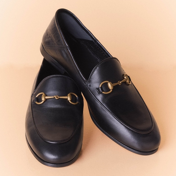 Gucci Brixton Leather Horsebit Loafers Size 37